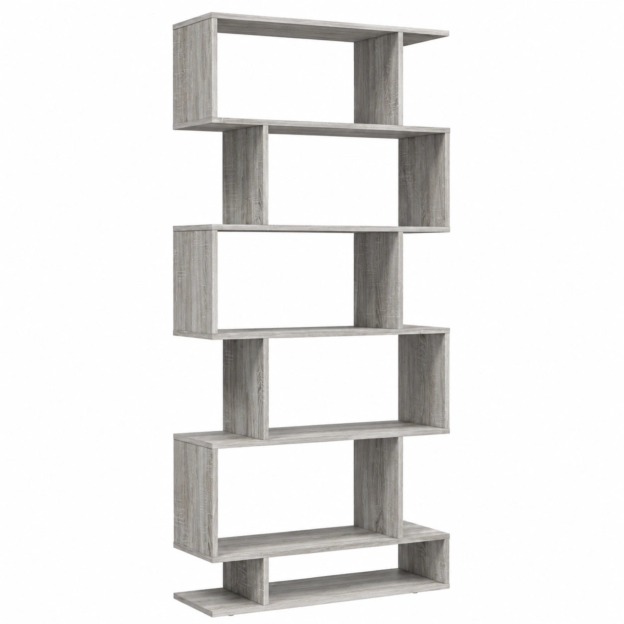 Modernes 6-stufiges Raumteiler-Bücherregal in Grau Sonoma, 70x24x193 cm, Vielseitiges Regal für Wohnzimmer, Büro, Schlafzimmer