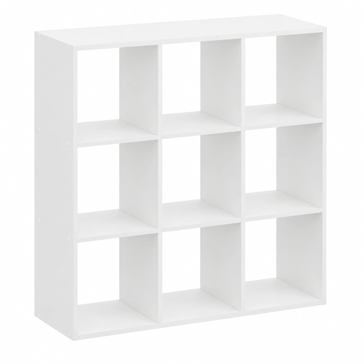 Multifunktionales Bücherregal mit 9 Fächern, Weißes Holzregal für Wohnzimmer oder Büro