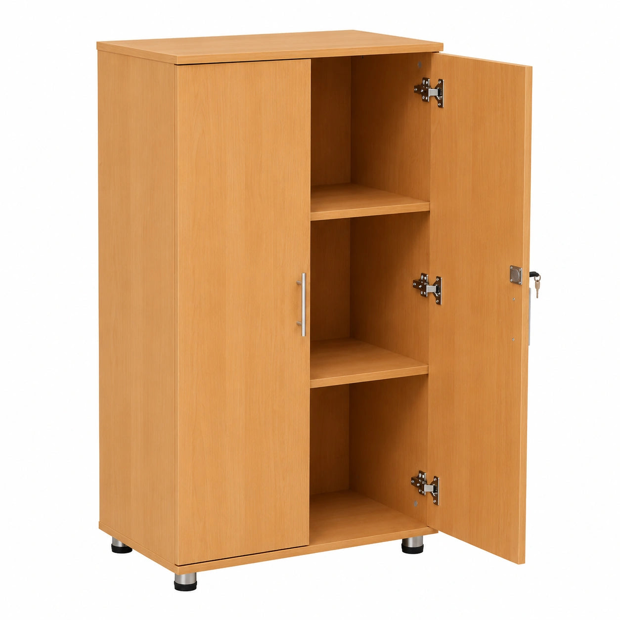Abschließbarer Büroschrank mit 3 Regalböden, 2-Türiger Aktenschrank, 70 cm Breite