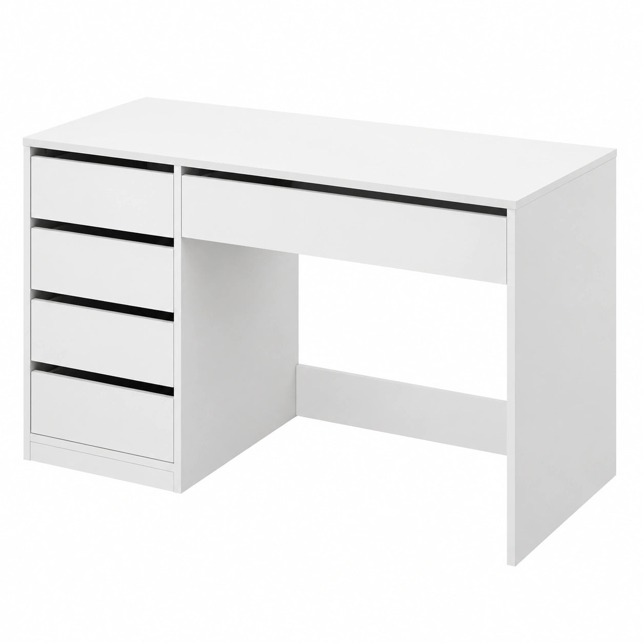 Moderner Schminktisch Weiß mit 5 Schubladen, Stauraumlösung für Schlafzimmer, Jugendzimmer und Büro, 120x55x75 cm