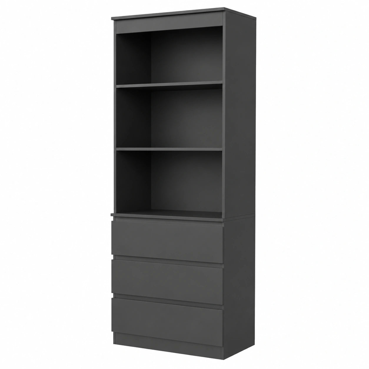 Garvis Hochregal mit 3 Schubladen & Fächern, 180 cm, Kippsicherung, platzsparend, schwarz matt