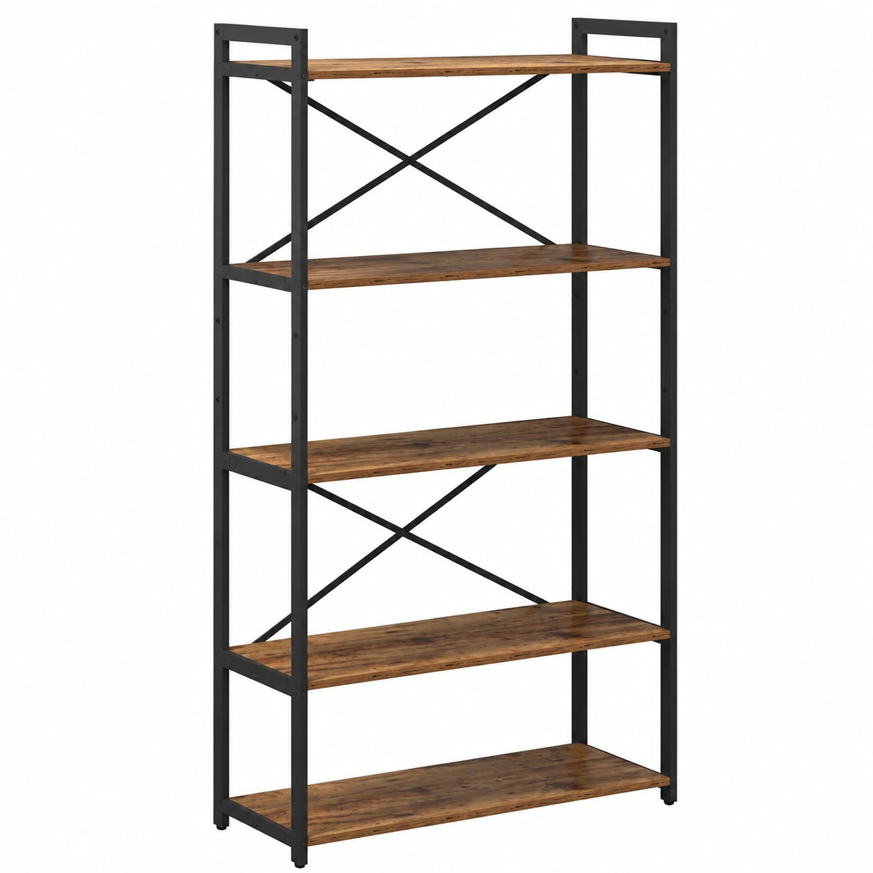 Rustikales Bücherregal aus Altholz mit Stahlrahmen - 80x30x155 cm, Robust für Wohnzimmer, Büro und Schlafzimmer