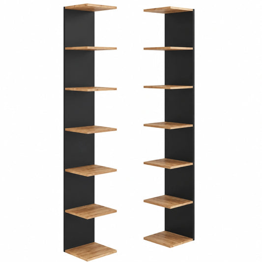 Vicco Wandregal Paolo Anthrazit 2er Set 30x190 cm Bücherregal und Dekoration