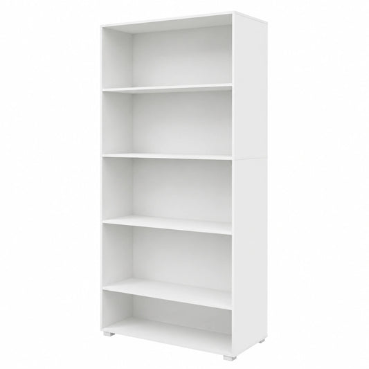 Casaria® Bücherregal mit 5 Fächern, höhenverstellbar, modernes Holzdesign, 190x60x28cm, ideal für Büro und Wohnzimmer, Weiß