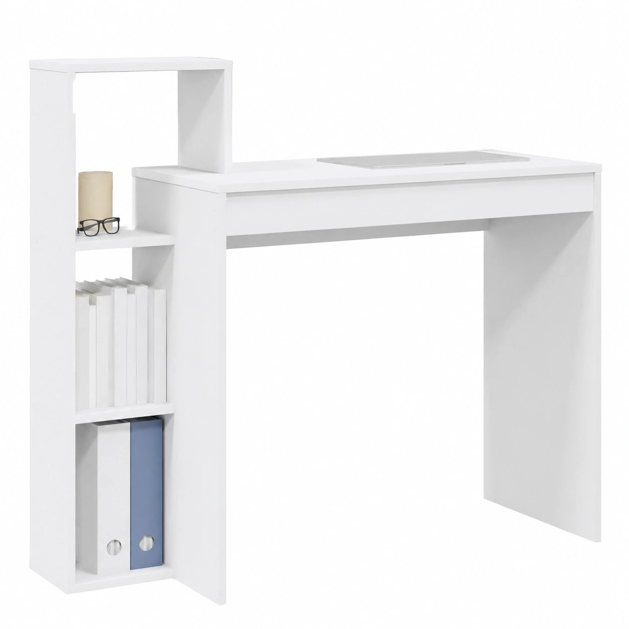 Moderner weißer Schreibtisch mit Regal aus Holzwerkstoff, 100x40x90 cm