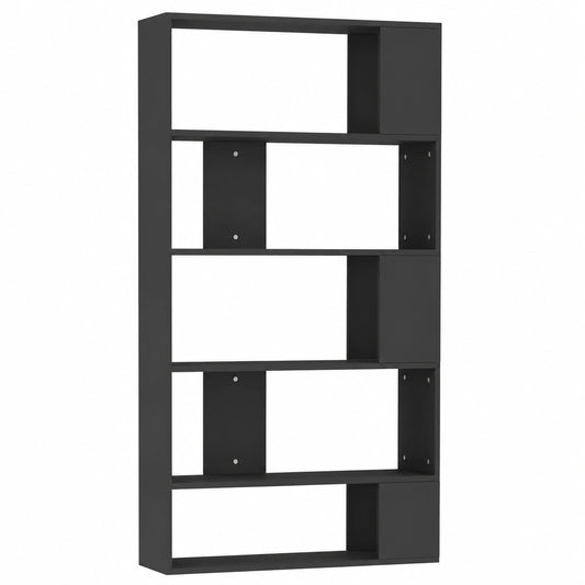 Moderner Raumteiler mit 5 Fächern aus Holzwerkstoff in Schwarz 80x24x159cm