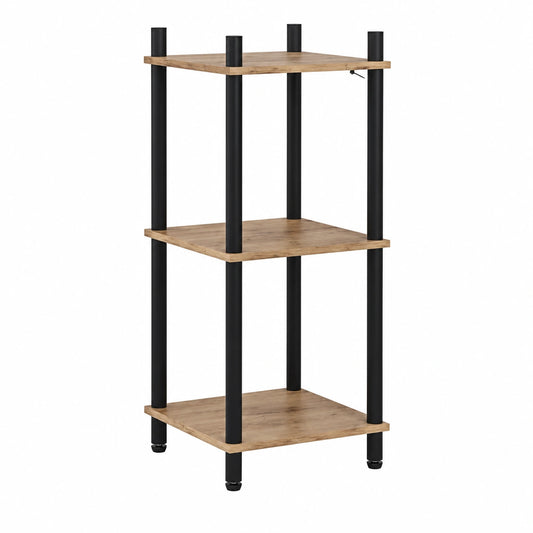 Vicco Eckregal Bivio aus Goldkraft Eiche und Anthrazit, 30 x 72 cm, 3 Ebenen, platzsparendes Design für Ecke und einfache Wandmontage