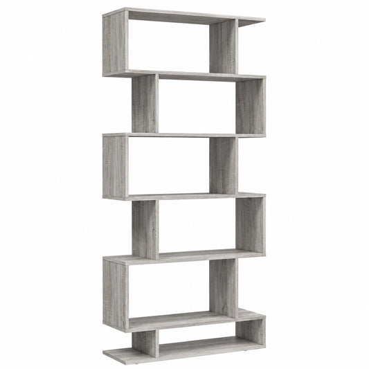 Modernes 6-stufiges Raumteiler-Bücherregal in Grau Sonoma, 70x24x193 cm, Vielseitiges Regal für Wohnzimmer, Büro, Schlafzimmer