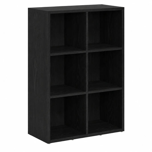 Kompaktes Bücherregal aus schwarzer Eiche für Wohnzimmer und Büro, 66 x 30 x 98 cm