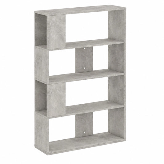 Modernes Holzwerkstoff-Bücherregal in Betongrau, 80x24x159 cm, 5 Fächer, vielseitiger Raumteiler für Wohnzimmer und Büro