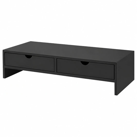 Ergonomischer Monitorständer mit Schubladen, Schwarz, 47x11x18cm