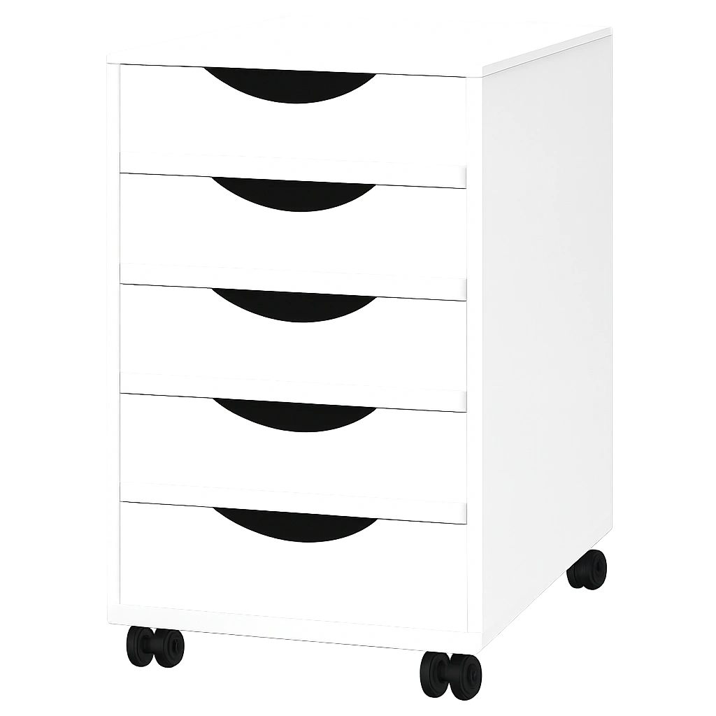 WOLTU Mobiler Aktenschrank mit 5 Schubladen und Rollen, Weiß, 40x66,5x40 cm