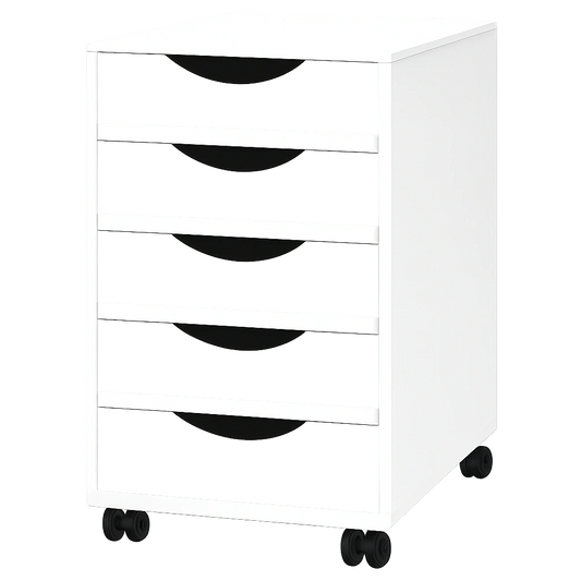 WOLTU Mobiler Aktenschrank mit 5 Schubladen und Rollen, Weiß, 40x66,5x40 cm