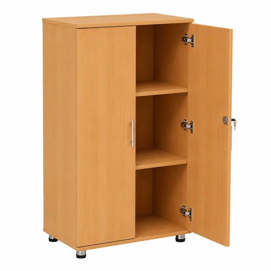 Abschließbarer Büroschrank mit 3 Regalböden, 2-Türiger Aktenschrank, 70 cm Breite
