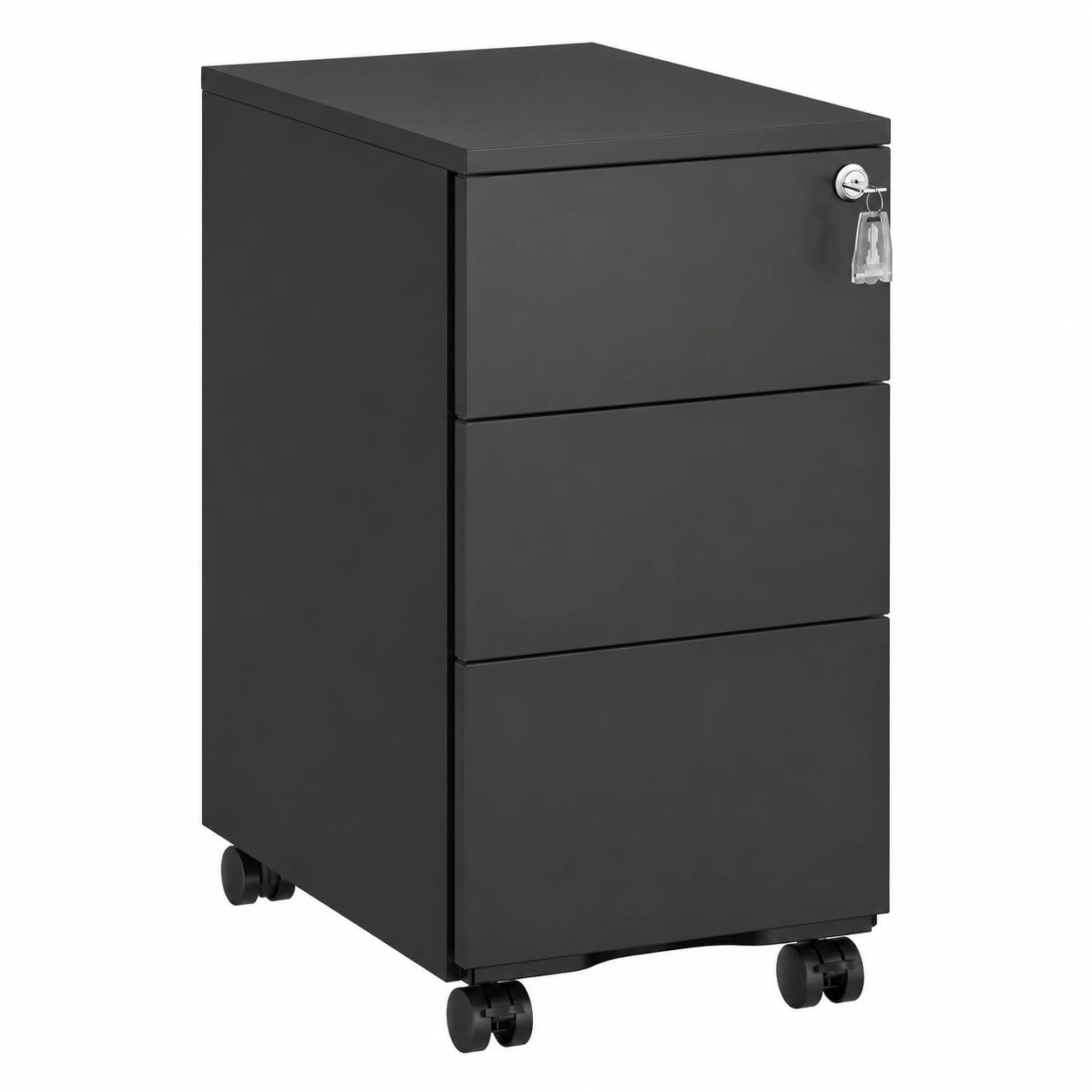 SONGMICS Rollcontainer mit Schubladen, abschließbarer Aktenschrank, mobiler Druckertisch, vormontiert, für Büro & Homeoffice, 40 x 30 x 54 cm, Mattschwarz