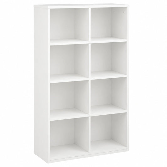 Modernes 4-stufiges Regal mit 8 Fächern, freistehend, für Wohnzimmer, Schlafzimmer, Büro in Weiß