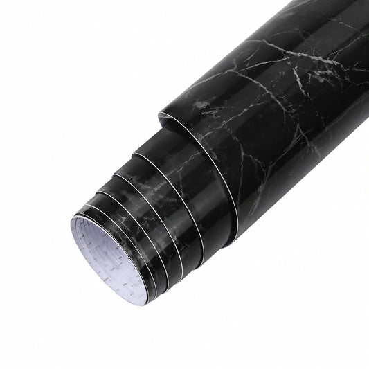 Arthome Selbstklebende Marmorfolie Schwarz 44cm x 10m für Möbel und Oberflächen
