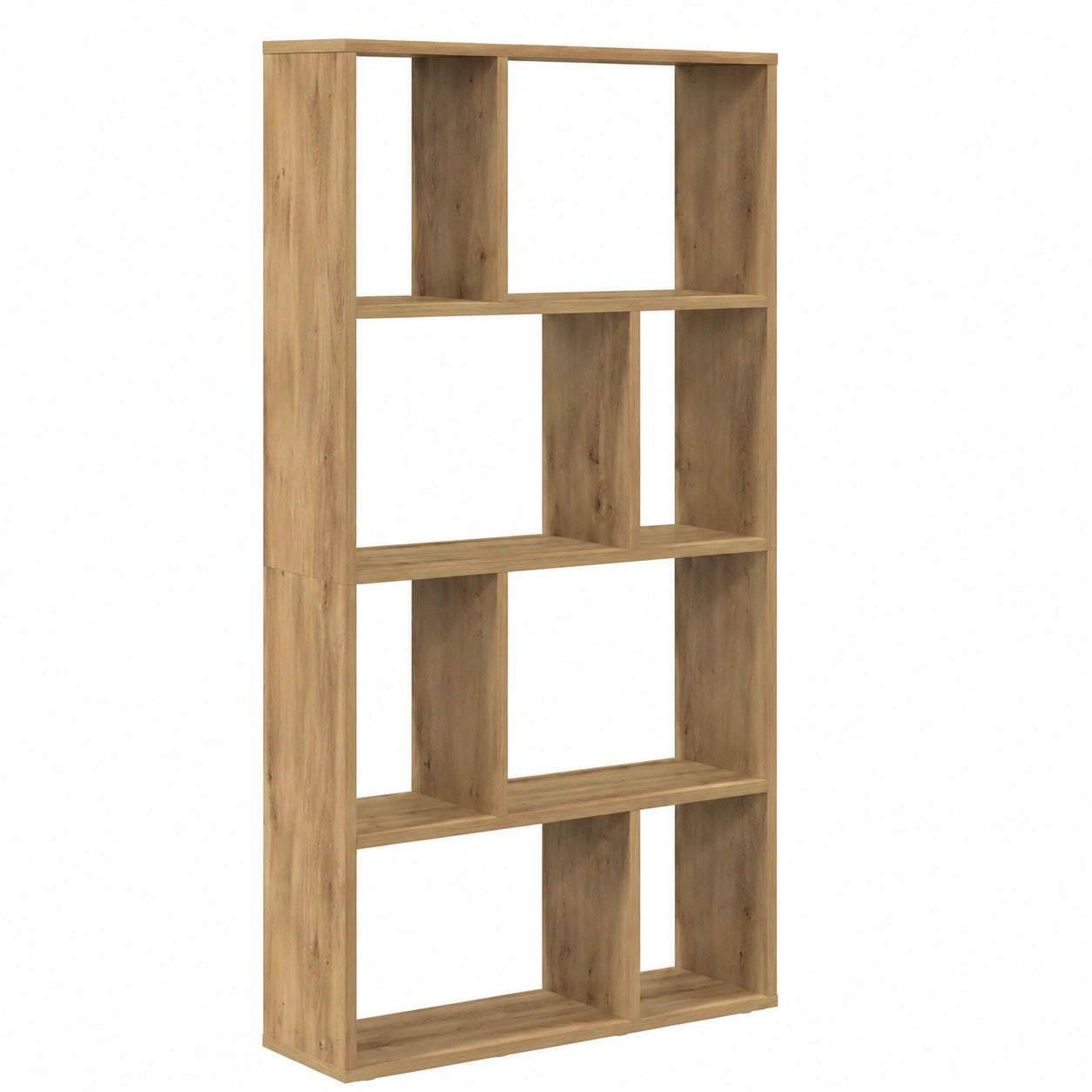 Modernes Bücherregal aus Eichenholz, 8 Fächer, 60x20x120,5 cm, hohe Belastbarkeit, für Wohnzimmer, Büro, Schlafzimmer