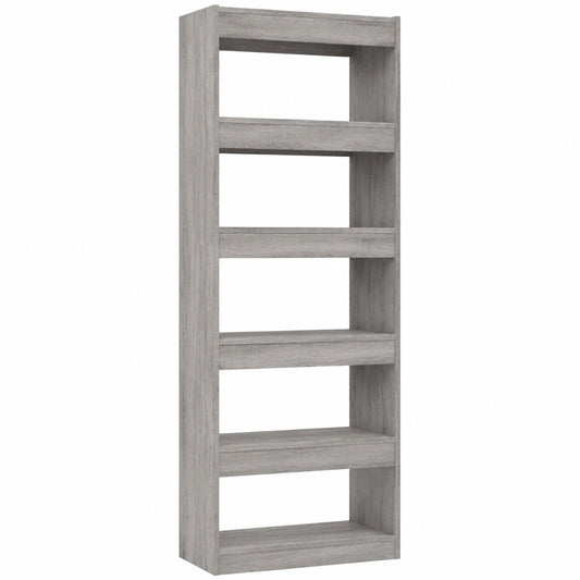Modernes Holzwerkstoff-Bücherregal Sonoma Grau 60x30x166 cm, vielseitiger Raumteiler und Buchregal für Wohnzimmer und Flur, großflächiger Stauraum