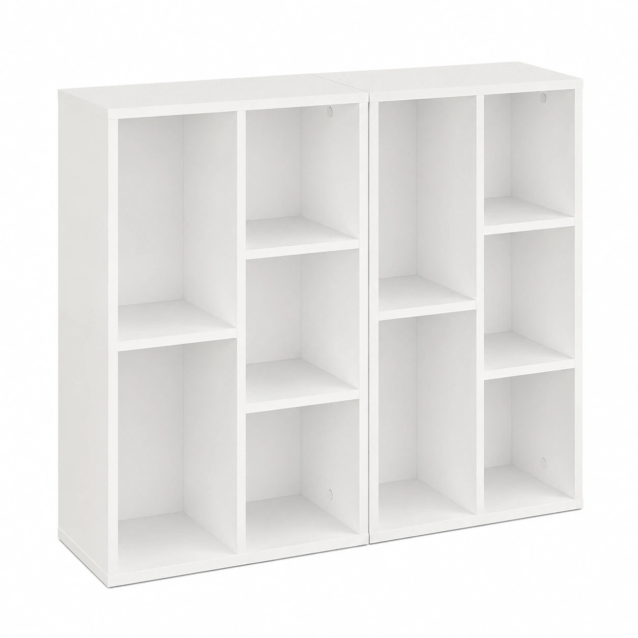 KOMTO Weißes Bücherregal 2er Set - Schmaler Bücherschrank mit 5 Ebenen für Wohnzimmer, Kinderzimmer, Schlafzimmer, 50 x 24 x 80 cm